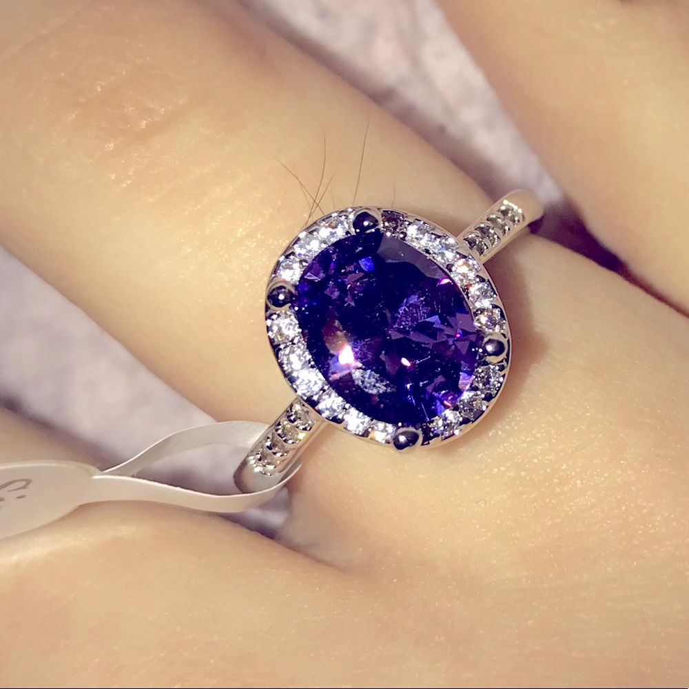 New Amethyst 925 Sterling Silver White diamonds